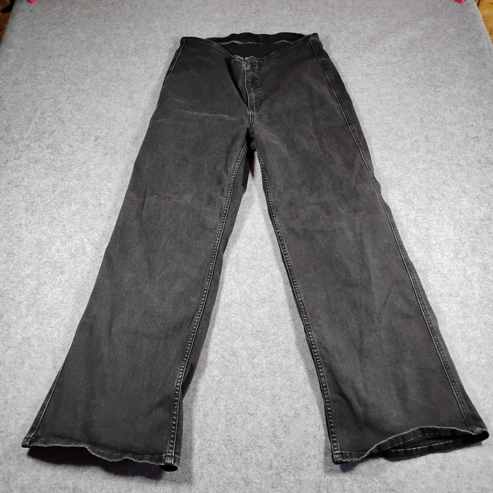 We The Free Free People Black Wide Leg Flare Jeans Size 32 High Rise Stretch